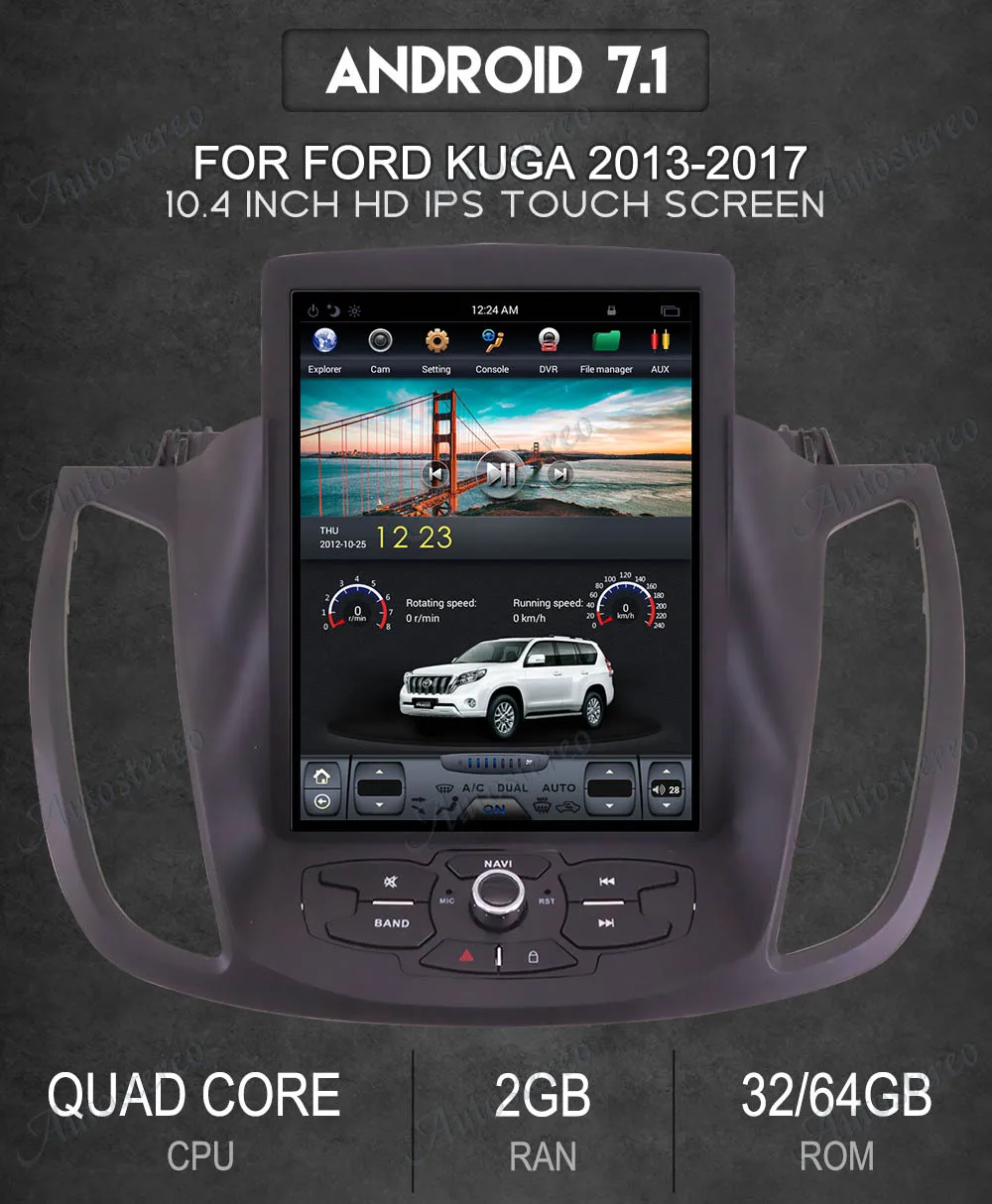 Best Android7 Tesla style Car No CD DVD Player GPS Navigation For Ford Kuga/Escape 2013-2017 Auto stereo headunit multimedia radio 31