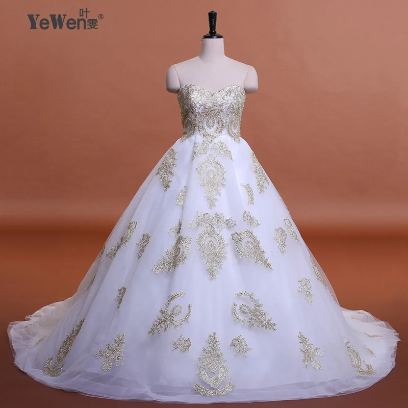 

Aristocratic style Gold Black Sweetheart Formal Dress Ball Gown Wedding Dresses 2017 Vintage Beach Plus Size Lacingup Back
