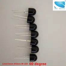 10 шт./лот, черный, 60 градусов, 8 мм, 850nm, ИК, светодиодный, особенная Настройка, инфракрасные излучающие диоды для камеры видеонаблюдения, 12mil чип