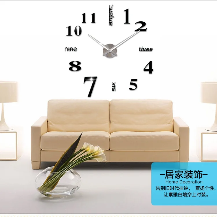 DIY стикер на стену часы 3D большие зеркальные часы Наклейка на стену s новое украшение для дома современный дизайн настенные часы Наклейка на стену