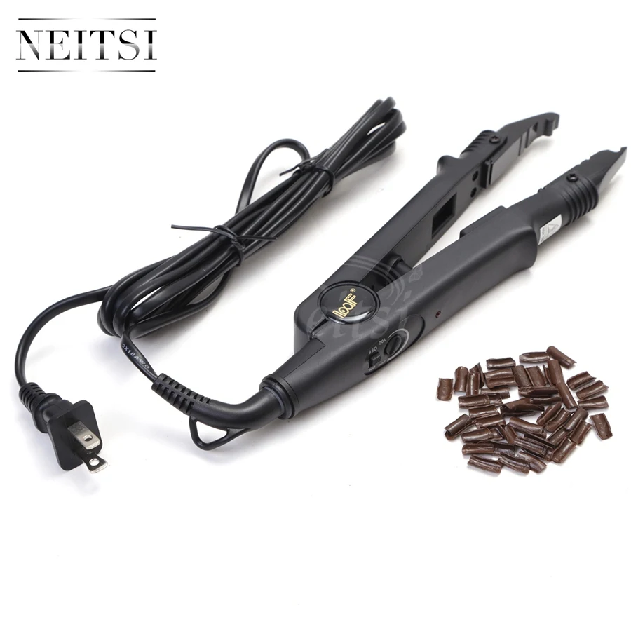

Neitsi One Set Hair Tools 1PC US Plug Hair Connector Black#+50pcs Keratin U-Shapped Glue 3 Color Options For Hair Extensions