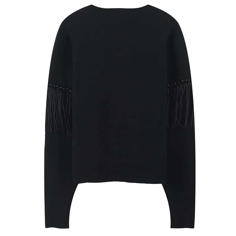 Z-ZOUX Women Sweater Tassel Spliced Long Sleeve Knitted Pullover All Match Pullover Sweater Loose Winter Coat Knitted Jacket Z-ZOUX Women Sweater Tassel Spliced Long Sleeve Knitted Pullover All Match Pullover Sweater Loose Winter Coat Knitted Jacket