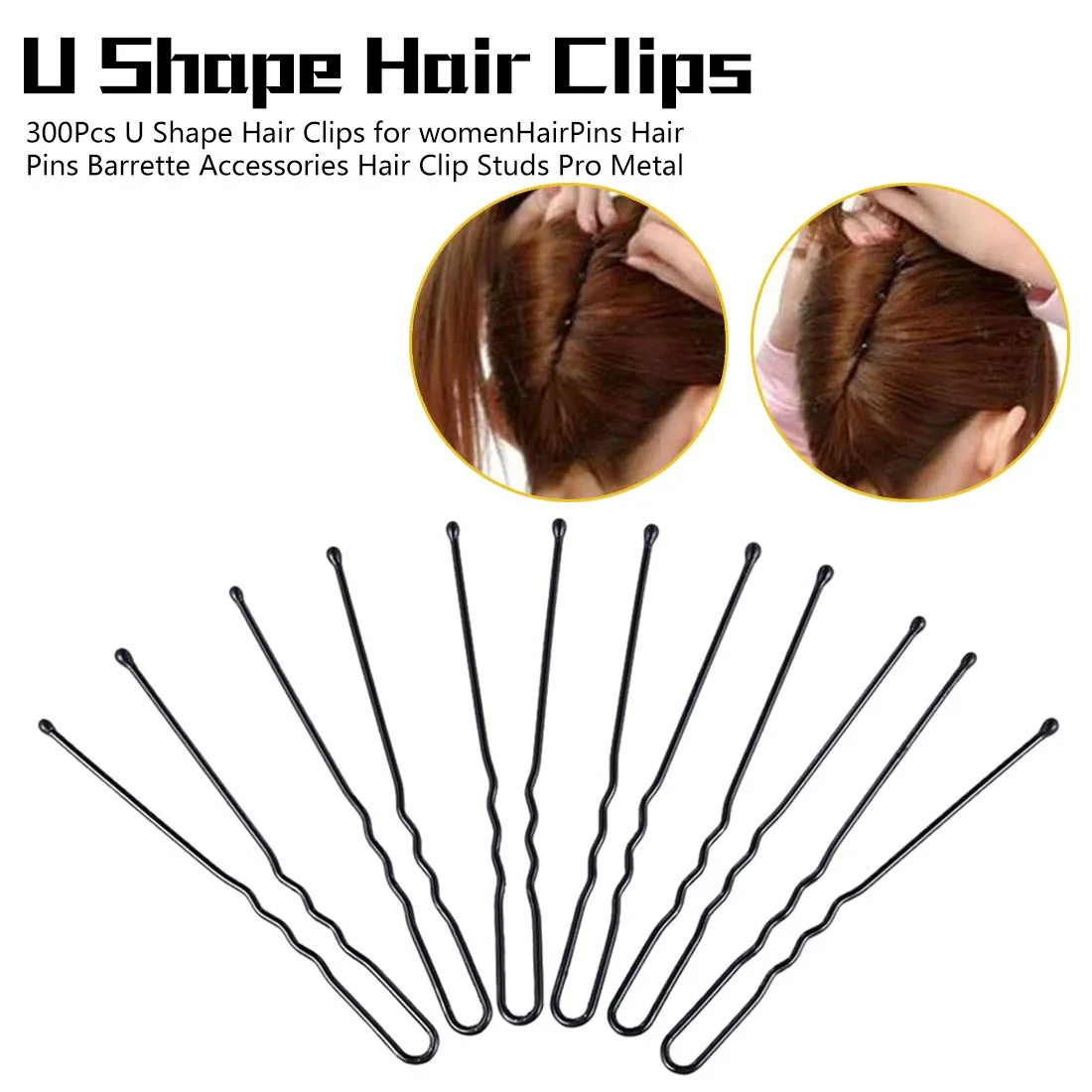 

Black New U Shaped Hair Pin Hair Styling Jewelry Pin Clip Metal Hairpin Women Hair Accessories Black Hair Clips