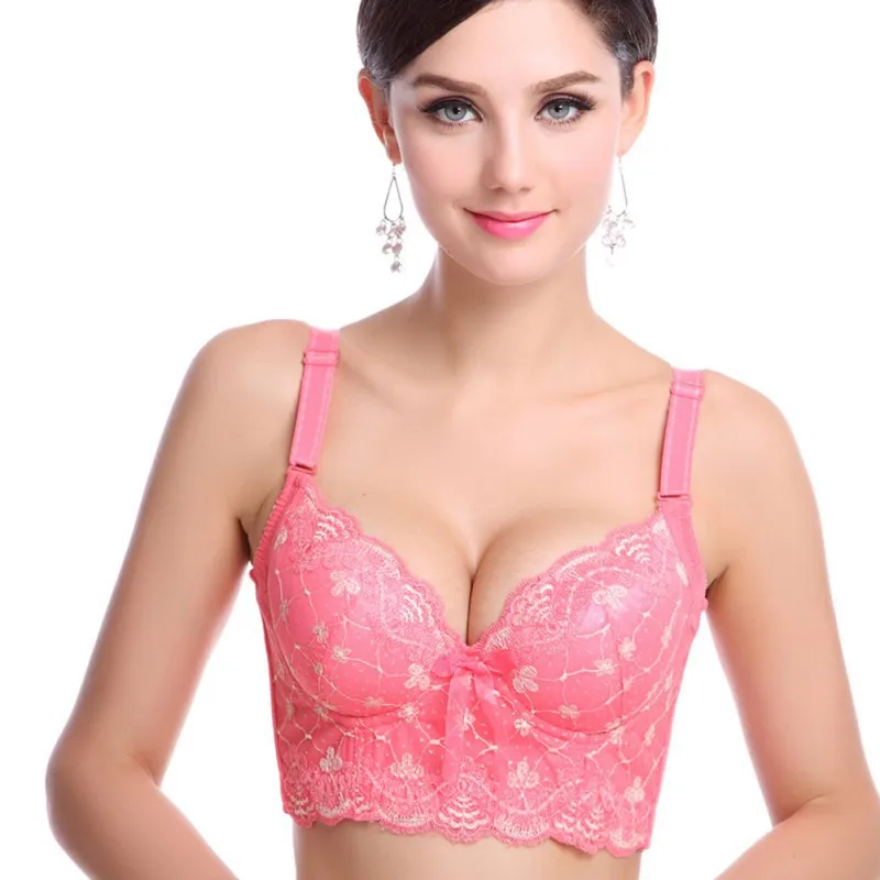 Adjusted-straps Women Brassiere Sexy Underwire Lace Push Up Bra Brassiere Bras Size B 3/4 Cup