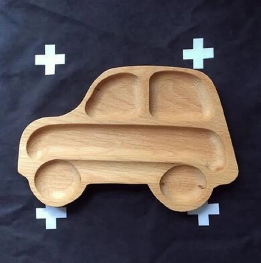 Милый Деревянный мультфильм автомобиль утка тарелка посуда Забавный подарок на день рождения для детей креативная деревянная посуда