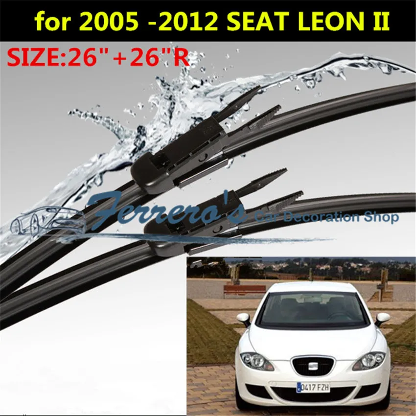 

2pcs/lot SG-004 Wiper blades for 2005-2012 SEAT LEON II MK2 26"+26"R fit pinch tab type wiper arms only