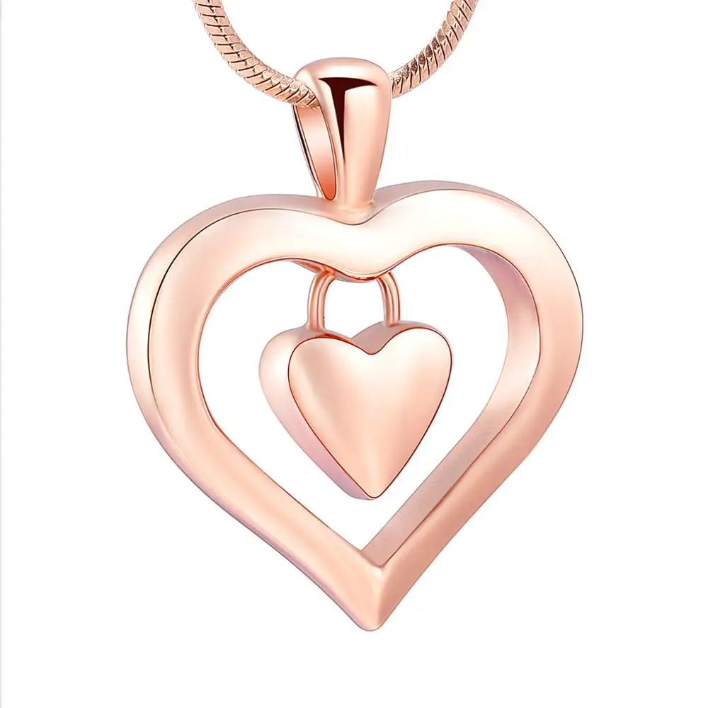 

Beautiful Peach Heart Design Cremation Necklace Stainless Steel Keepsake Jewelry Two Heart Ashes Pendant Locket 5 Colors