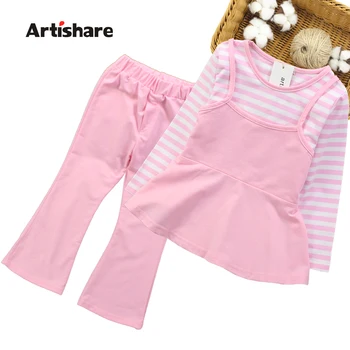 

Big Girls Clothing Sets 2020 Autumn Striped Dress + Pants 2PC Girls Set Winter Kids Girls School Clothes 6 8 10 12 14
