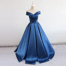 Голубое винтажное длинное вечернее платье, элегантное сатиновое женское вечернее платье с открытыми плечами abiti da sera