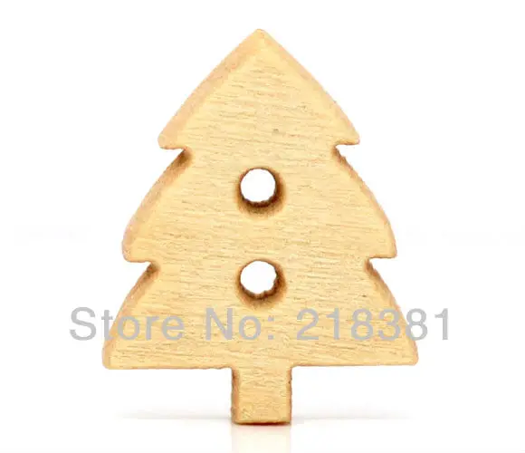 

500Pcs Natural Color Tree Shape 2 Holes Wood Sewing Buttons 12X14mm Fit Scrapbook