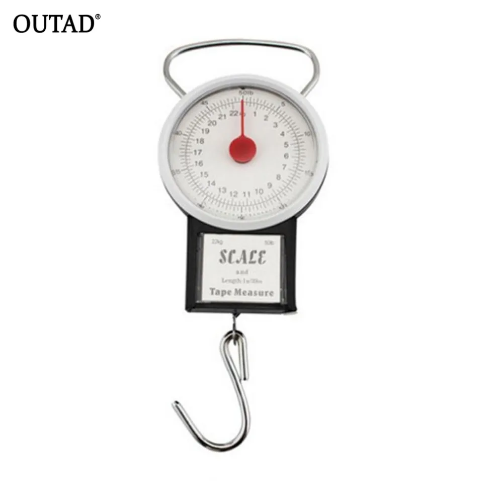 

OUTAD 22kg Portable Hanging Scale Balance Fish Hook Said Weighing Balance Kitchen With Measuring Tape Measure Fishing Scales