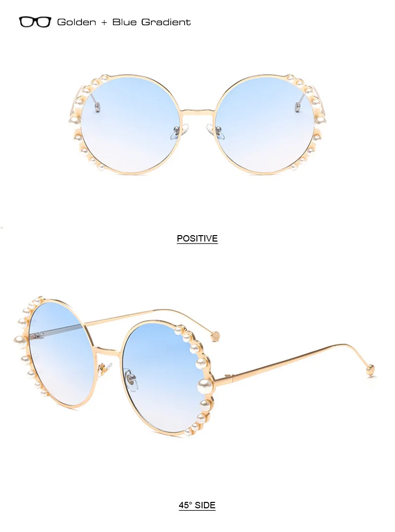 SHAUNA венецианские круглые градиентные жемчужные солнцезащитные очки женские Брендовые очки