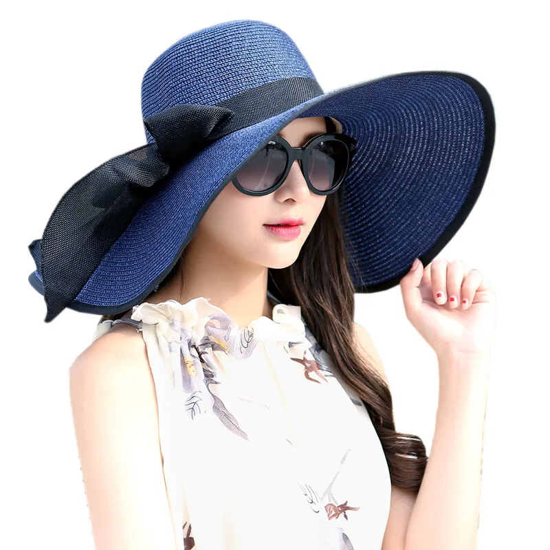 2019 جديدة كبيرة واسعة حافة الشاطئ قبعات من القش قناع الإناث Gorras الصيف قبعة الشمس السفر عطلة شاطىء البحر شاطئ كاب للطي قبعة الشمس