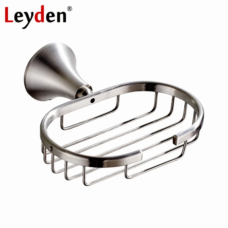 Leyden 304SUS Stainless Steel Soap Dish Brushed Nickel Soap Basket Wall Mounted Bathroom Soap