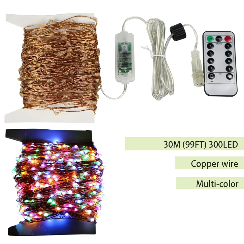 Guirlanda de Natal ao ar Luzes de Fadas a Mais Longa Luz plus Adaptador Levou Luzes da Corda 30 m 50 m 100 m Rua Luz Livre Brancas Quente Estrelado 8 Cheap Fios de LED