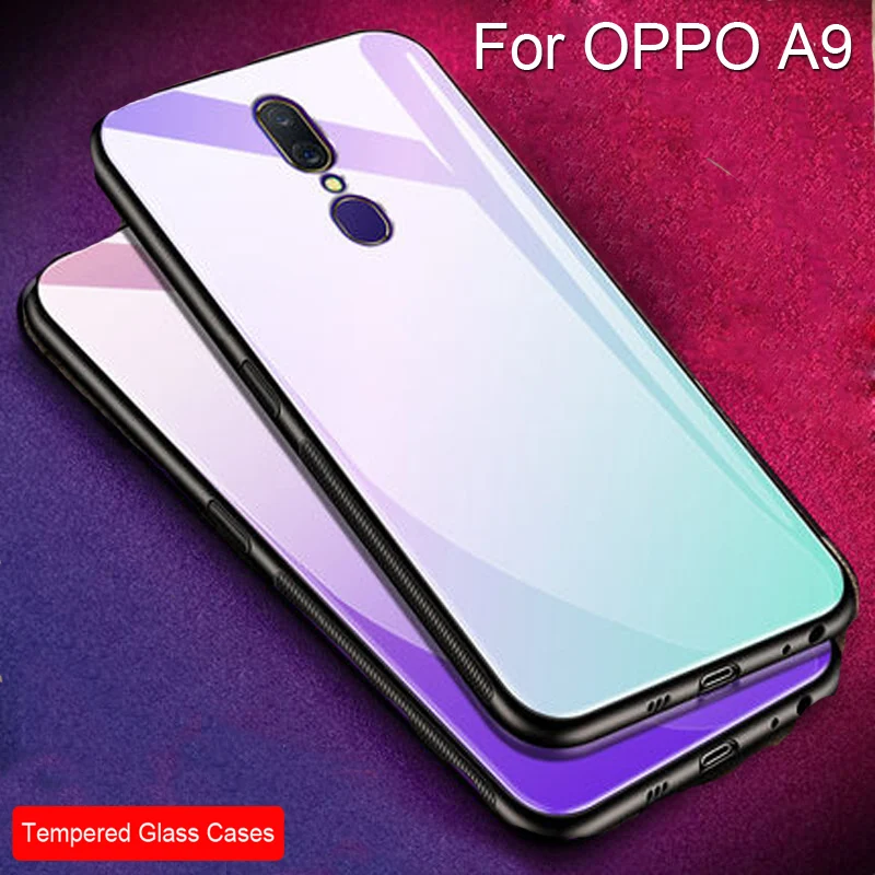 Градиентный телефонный чехол для OPPO A9 a9 черные цветные чехлы с закаленным