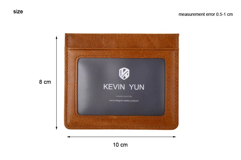 KEVIN YUN Designer Brand Vintage Men Card Holder Wallet Genuine Leather Mini Pocket Credit ID Card Case