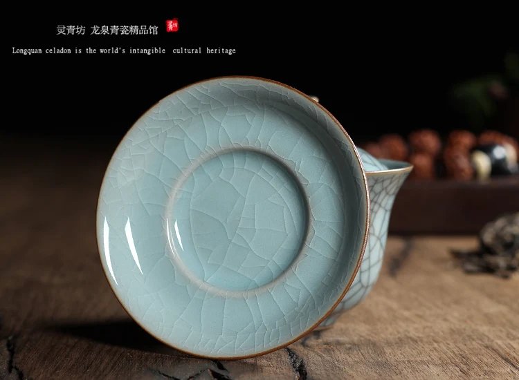 [GRANDNESS] Китайский Ge Kiln Longquan Celadon фарфоровая китайская гайвань чайные чашки и чаша керамическая 155 мл хрустящая глазурь чайник