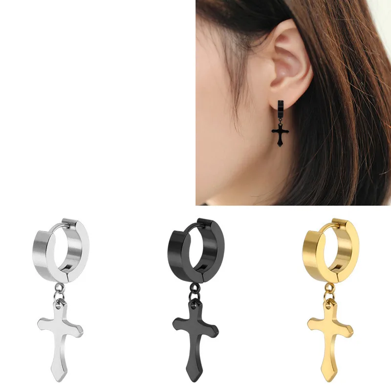 

High Quality Cross Pendant Stainless steel Stud Earrings for Women Fashion Simple style Ear Jewelry Birthday Gifts 1piece