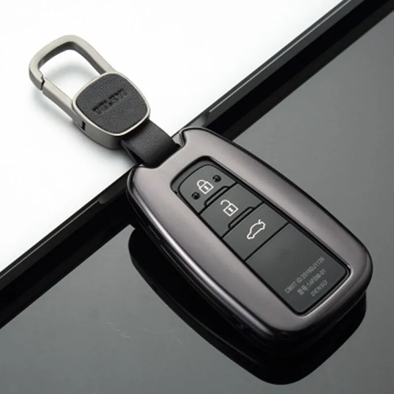 Автомобильный Стайлинг, алюминиевый сплав, держатель для ключей, чехол, оболочка, цепь для Toyota Camry Corolla C-HR CHR Prado, защита для ключей - Название цвета: BLACK