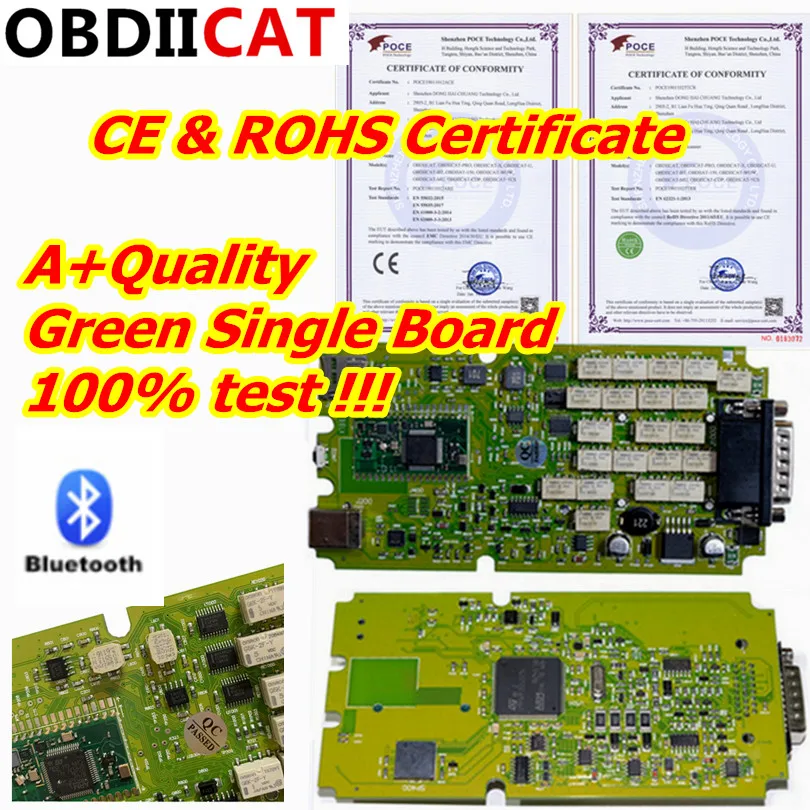 OBDIICAT-CDP высокое качество TCS Pro Bluetooth желтый зеленый одноплатный VCI TCS сканер диагностический инструмент с новейшим SW,1