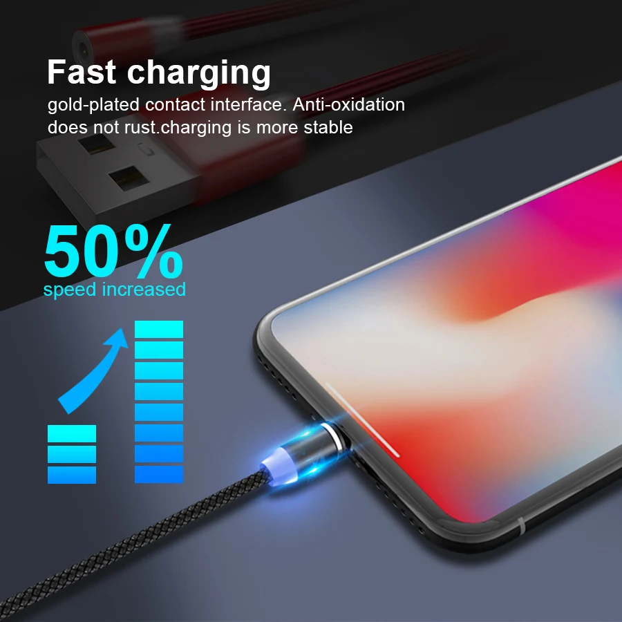 Фото 3A 1M Магнитный зарядный USB C Micro кабель для передачи данных iPhone Samsung Xiaomi Мобильный 3A 1M Магнитный зарядный USB C Micro кабель для передачи данных iPhone Samsung Xiaomi Мобильный
