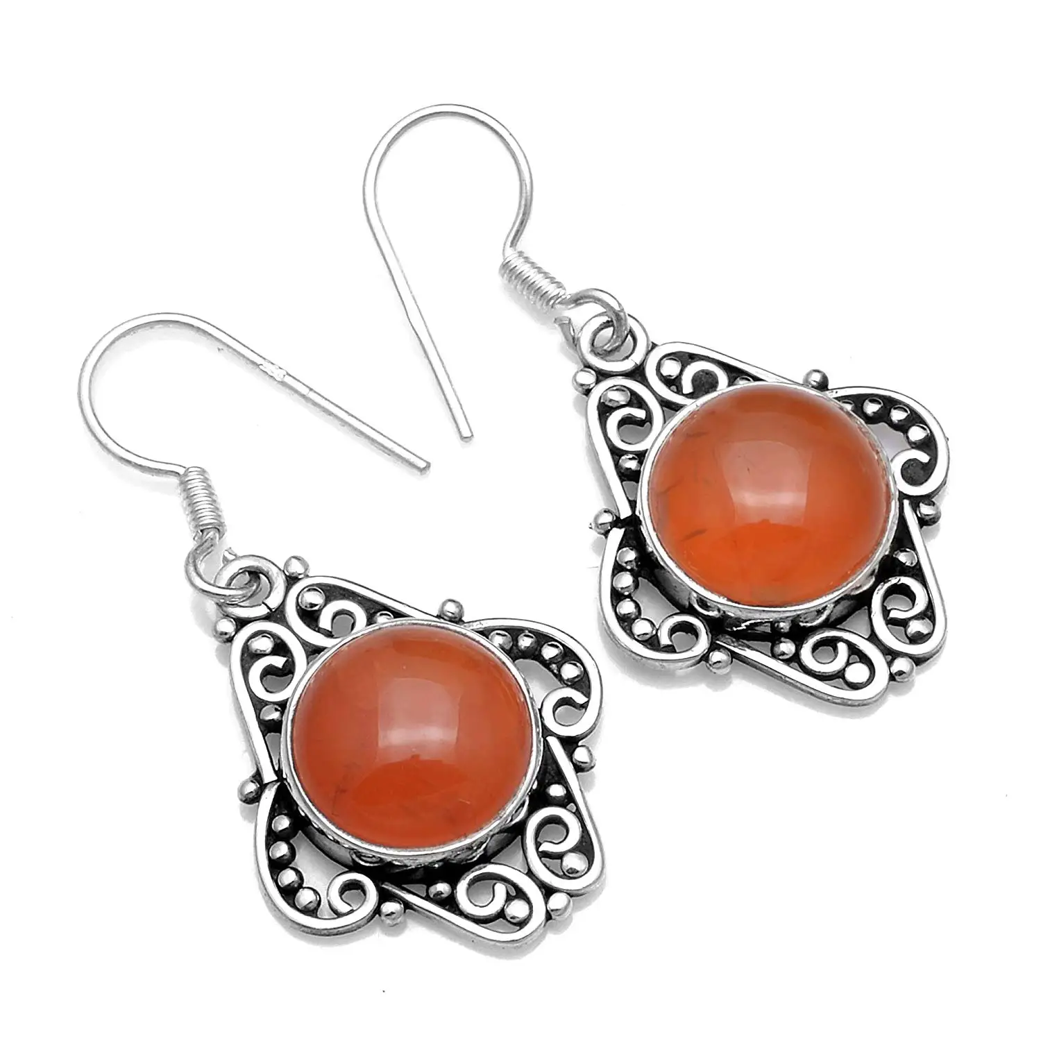 

Genuine Carnelian 925 Sterling Silver Earrings, 37.4 mm, AE2547