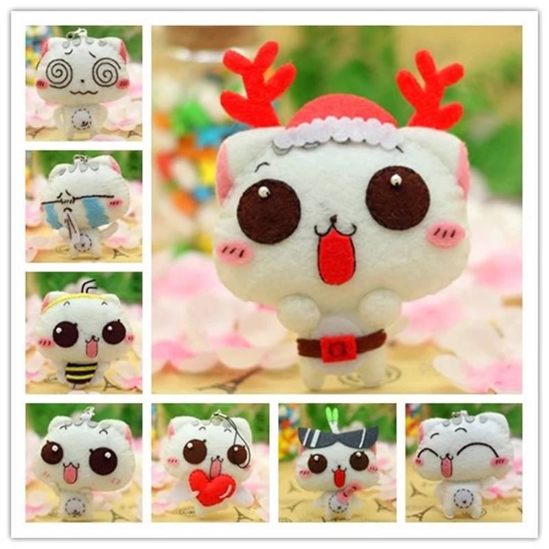 

Multiply 11Pcs/Set Cut Cat Series Cell Accessories Special Gift Free Cut Felt DIY Package Sewing Craft By Yourself