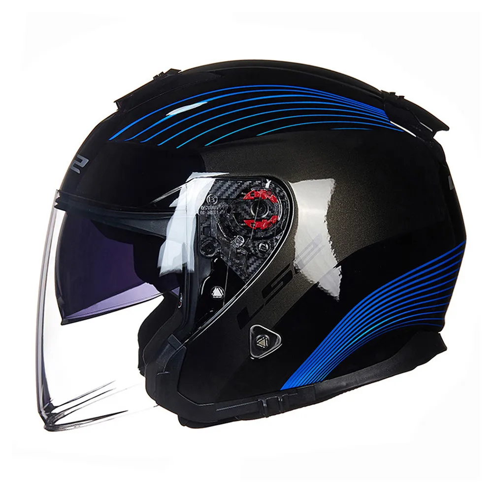 LS2 Infinity Jet мотоциклетный шлем 3/4 с открытым лицом скутер шлем Moto Casco cask Capacete ls2 - Цвет: Blue Laser