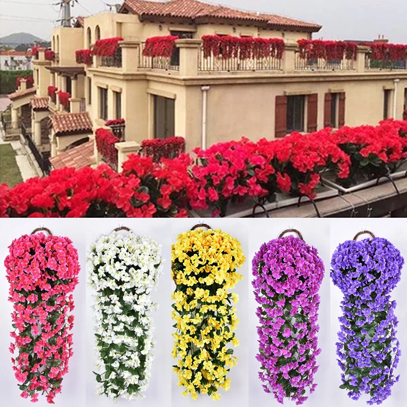 Fleur de lierre artificielle en soie colorée violette, pour guirlande  murale, plante suspendue, décoration de mariage, de jardin, de balcon, de  maison | AliExpress