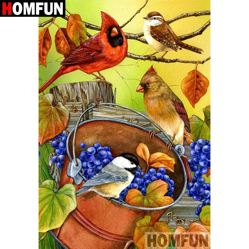 

HOMFUN 5D DIY Diamond Painting Full Square/Round Drill "Bird & Fruit" Embroidery Cross Stitch gift Home Decor Gift A08117