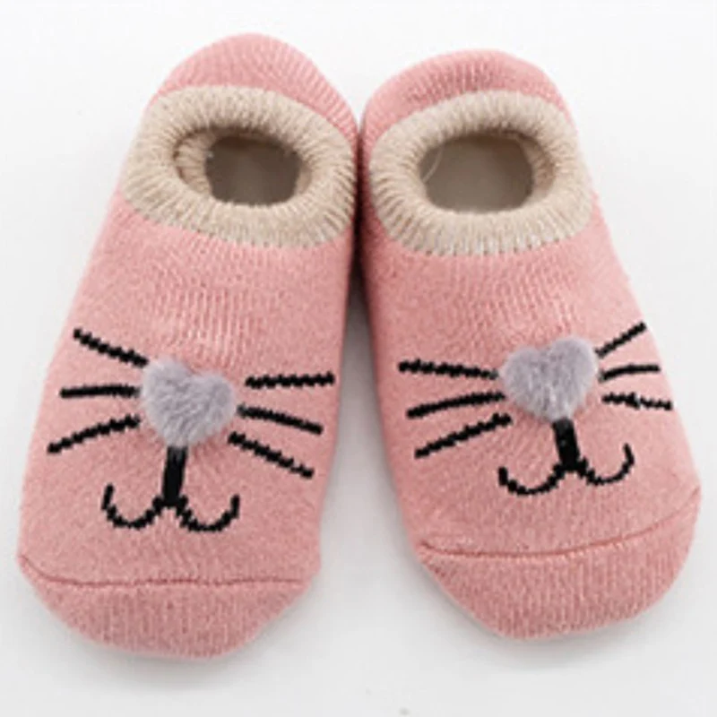 Милые носки для маленьких мальчиков и девочек; Нескользящие Детские тапочки с рисунками животных; мягкие теплые домашние носки-Тапочки
