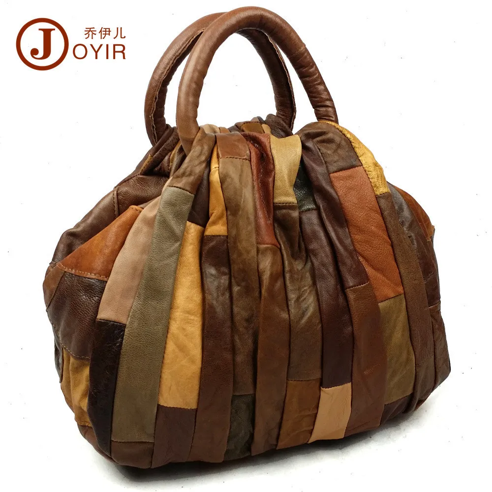 

2019 New Genuine Real Leather Vintage Patchwork Handbags Women Crossbody Tote Overlight Bag Casual Satchel Sling Shoulder Bag