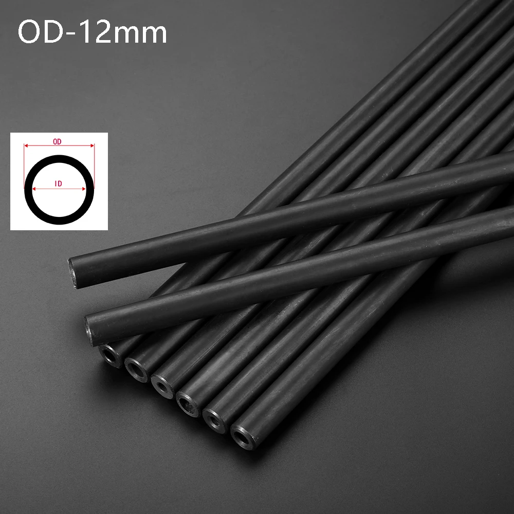 

12mm O/D Seamless Steel Pipe Round Tube for Home DIY and Tool Part Explore Proof Tubeprint black
