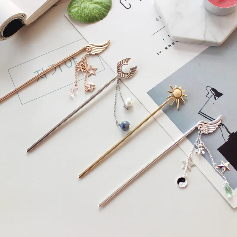 

Fashion Cute Hair Sticks for Women Girls Jewelry Hair Pin Kawaii Hairpins Clip Gold Metal Color Hair Accessories Sun Flower Wing