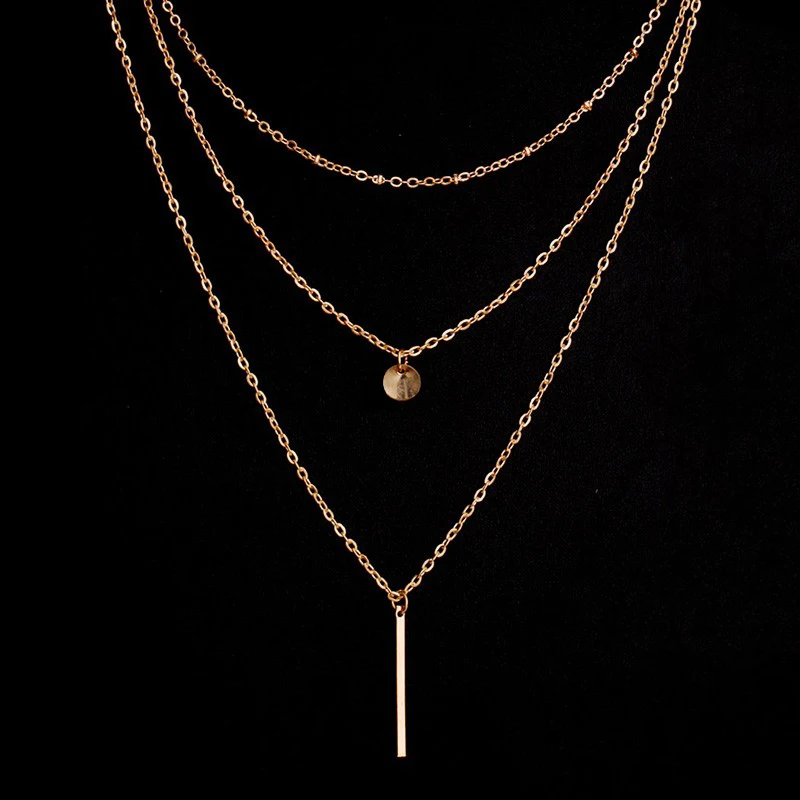 Многослойные ожерелья и кулоны для женщин золотого и серебряного цвета, длинная цепочка, женская подвеска, ожерелье, модное ювелирное изделие, колье для женщин