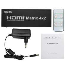 HDMI Matrix Switch 4×2 With Remote Control HDMI V1.4 Switcher Splitter Converter Adapter Support 4K*2K 3D 1080P High Quality