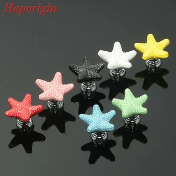 

5x Starfish Ceramic Cabinet Drawer Knobs Porcelain Kids Bedroom Wardrobe Handles Furniture Dresser Closet Cupboard Rural Pulls
