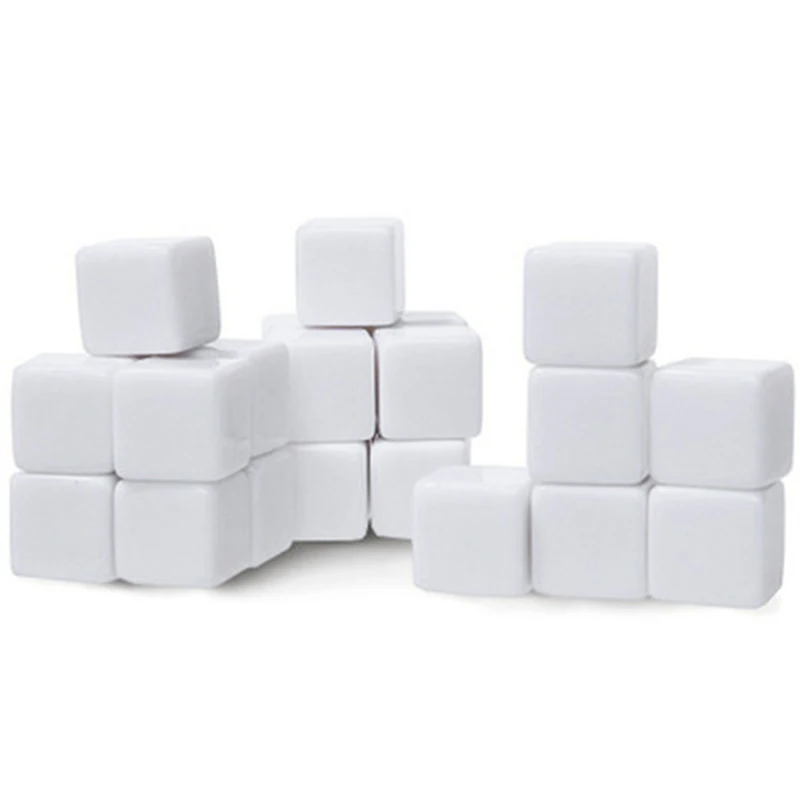 10Pcs / lot 16mm Square Corner Acrylic Whiteboard Dice Can Write Dice