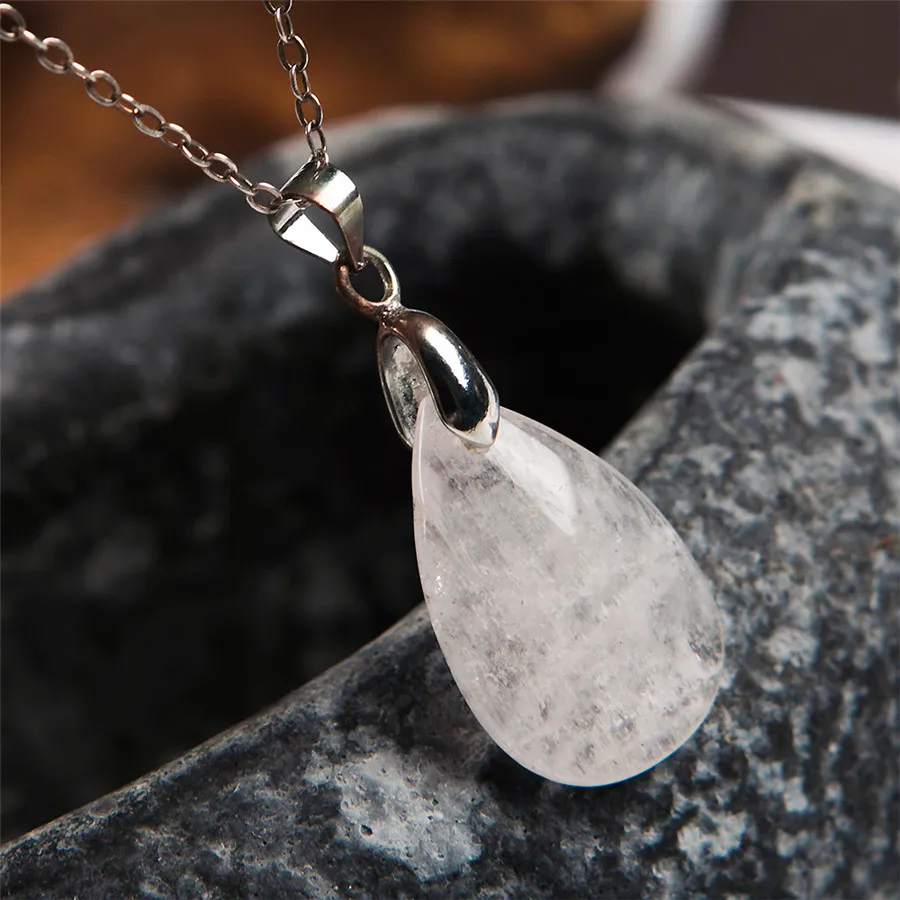 

Genuine Natural Kunzite Gemstone Crystal Water Drop Bead Pendant Women Necklace 19*16*5mm
