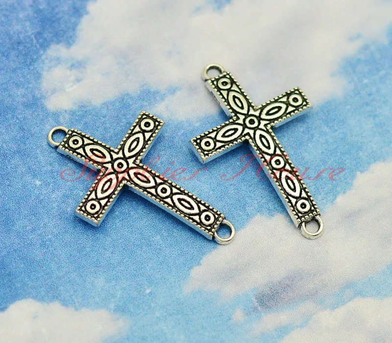 30pcs Cross Charms, Antique Silver Cross Pendants/Charms, cross