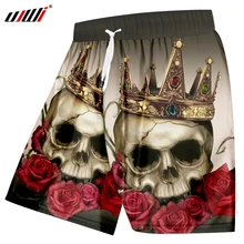UJWI, летние повседневные мужские шорты с модным принтом в виде черепа розы с короной, 3D пляжные шорты для мужчин в стиле хип-хоп, быстросохнущие пляжные шорты 5XL