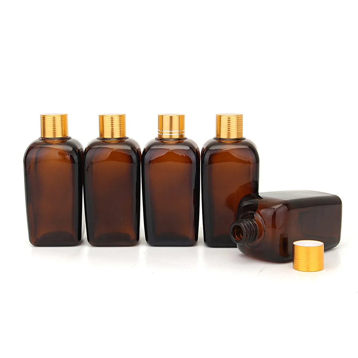 Download 5Pcs Empty Amber Glass Bottles 100ml Square Essential Oil ...