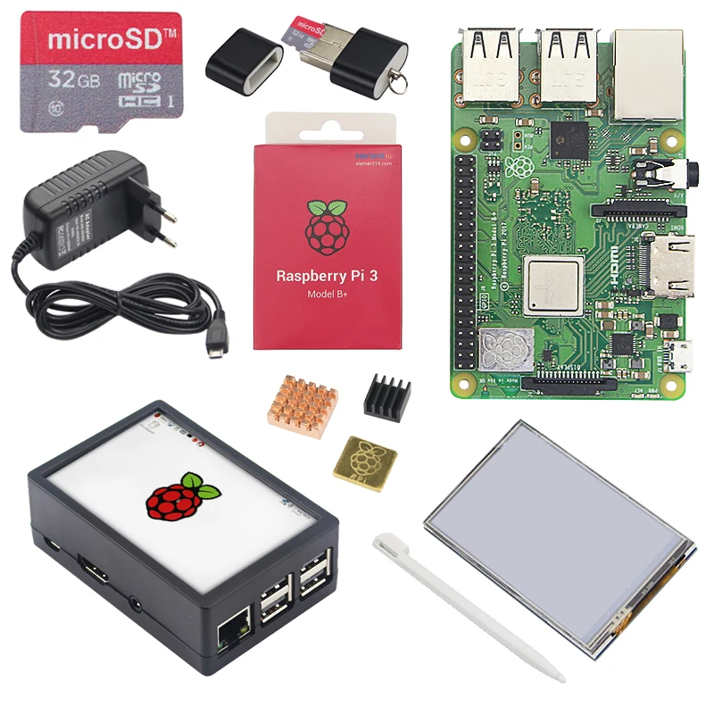 

UK Raspberry Pi 3 Model B+ LCD Kit + 3.5 inch Touchscreen + Daul Use ABS Case + 32GB SD Card + 3A Power Adapter + Heatsinks