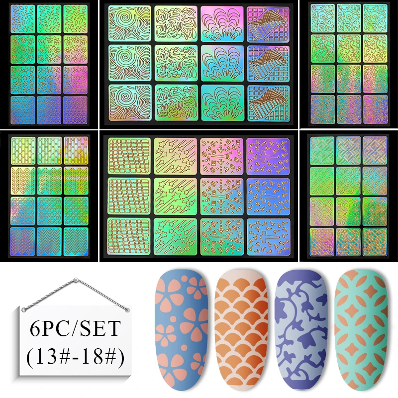 Встречаются по всей 24 Тип полые лазером для ногтей с нерегулярной сетке трафарет многоразовый для маникюра наклейки штамповка шаблон дизайн ногтей инструменты - Цвет: W1341