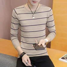 *#Best Price Men's Clothing 2019 Classic Simplicity Pullover O-Neck Sweater Man Striped Long Sleeves Grey Black Teenagers Sweaters Free Ship *#Best Price Men's Clothing 2019 Classic Simplicity Pullover O-Neck Sweater Man Striped Long Sleeves Grey Black Teenagers Sweaters Free Ship