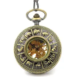 Модные Механический ручной взвод женские карманные часы мужской классический Винтаж антикварная подвеска оттенок старинной бронзы