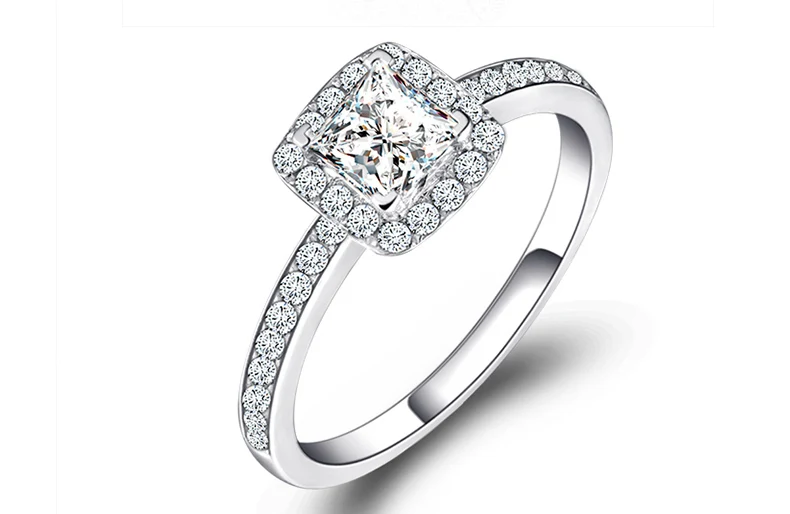 18K Золотое кольцо с бриллиантами Платина принцесса боковое Свадебное обручальное кольцо с бриллиантами Платина обручальное кольцо