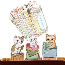 Lot de 30 signets chat amusant en papier, marque pages animaux de dessin animé, papeterie cadeau promotionnel, marque page en Film