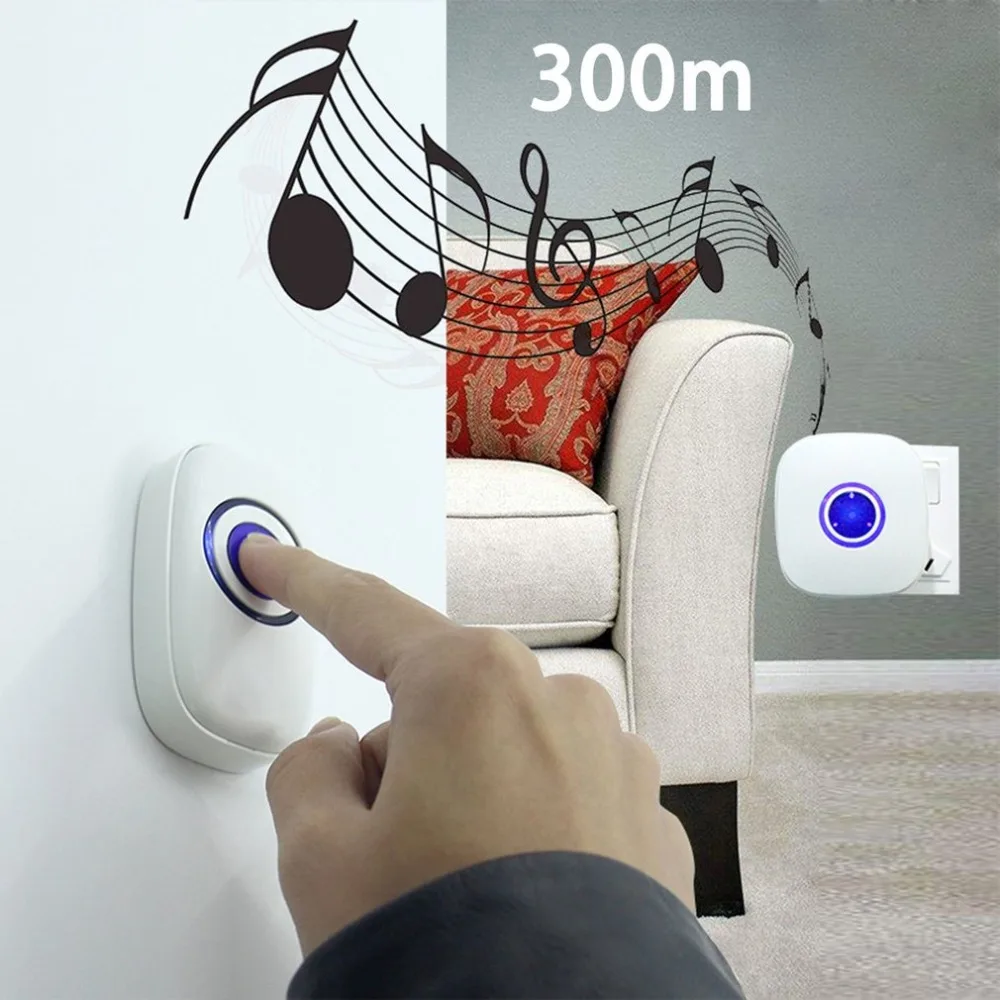 38 Tunes Wireless LED Digital Doorbell Waterproof Transmitter with Remote Controller for Home Office Reminder Use | Обустройство дома